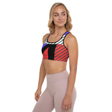 Load image into Gallery viewer, Neo Memphis Patches Stickers Padded Sports Bra by The Photo Access