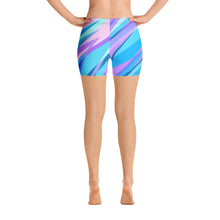 Load image into Gallery viewer, Blue Pink Abstract Eighties Spandex Shorts by The Photo Access
