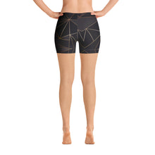 Загрузить изображение в средство просмотра галереи, ABSTRACT BLACK POLYGON WITH GOLD LINE SPANDEX SHORTS BY THE PHOTO ACCESS