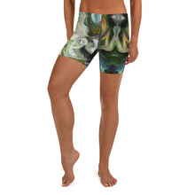 Load image into Gallery viewer, Abstract Fluid Lines of Movement Muted Tones High Fashion Custom Spandex Shorts by The Photo Access