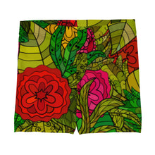 Загрузить изображение в средство просмотра галереи, HAND DRAWN FLORAL SEAMLESS PATTERN SPANDEX SHORTS BY THE PHOTO ACCESS