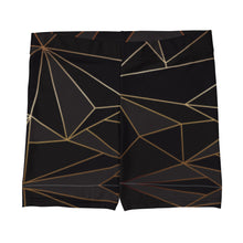 Загрузить изображение в средство просмотра галереи, ABSTRACT BLACK POLYGON WITH GOLD LINE SPANDEX SHORTS BY THE PHOTO ACCESS