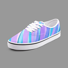 Load image into Gallery viewer, Blue Pink Abstract Eighties Unisex Canvas Shoes Fashion Low Cut Loafer Sneakers by The Photo Access