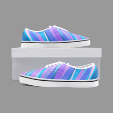 Load image into Gallery viewer, Blue Pink Abstract Eighties Unisex Canvas Shoes Fashion Low Cut Loafer Sneakers by The Photo Access