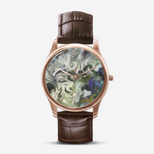 Load image into Gallery viewer, Abstract Fluid Lines of Movement Muted Tones Classic Fashion Unisex Print Gold Quartz Watch Dial by The Photo Access