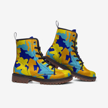 将图片加载到图库查看器,Yellow Blue Neon Camouflage Casual Leather Lightweight boots MT by The Photo Access