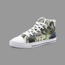 将图片加载到图库查看器,Abstract Fluid Lines of Movement Muted Tones Unisex High Top Canvas Shoes by The Photo Access