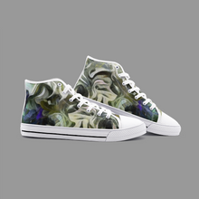 将图片加载到图库查看器,Abstract Fluid Lines of Movement Muted Tones Unisex High Top Canvas Shoes by The Photo Access
