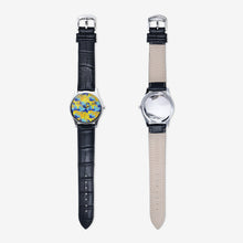 Load image into Gallery viewer, Yellow Blue Neon Camouflage Classic Fashion Unisex Print Silver Quartz Watch by The Photo Access
