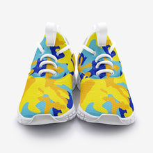 Load image into Gallery viewer, Yellow Blue Neon Camouflage Unisex Lightweight Sneaker City Runner by The Photo Access