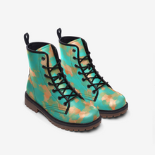 Load image into Gallery viewer, Aqua & Gold Modern Artistic Digital Pattern Casual Leather Lightweight boots MT by The Photo Access