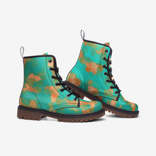 Load image into Gallery viewer, Aqua & Gold Modern Artistic Digital Pattern Casual Leather Lightweight boots MT by The Photo Access