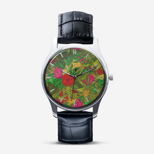 Load image into Gallery viewer, Hand Drawn Floral Seamless Pattern Classic Fashion Unisex Print Silver Quartz Watch Dial by The Photo Access