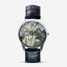 Load image into Gallery viewer, Abstract Fluid Lines of Movement Muted Tones Classic Fashion Unisex Print Silver Quartz Watch Dial by The Photo Access