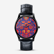 Load image into Gallery viewer, Wallpaper Damask Floral Classic Fashion Unisex Print Black Quartz Watch Dial by The Photo Access