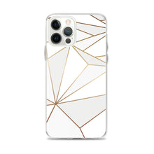 Load image into Gallery viewer, Abstract White Polygon with Gold Line iPhone Case by The Photo Access