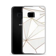 Load image into Gallery viewer, Abstract White Polygon with Gold Line Samsung Case by The Photo Access