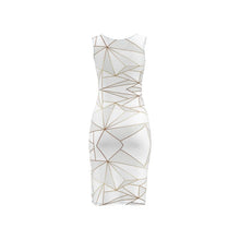 Load image into Gallery viewer, Abstract White Polygon with Gold Line Bodycon Dress by The Photo Access
