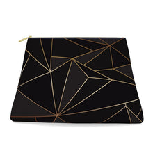 将图片加载到图库查看器，Abstract Black Polygon with Gold Line Clutch Purse by The Photo Access
