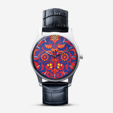Load image into Gallery viewer, Wallpaper Damask Floral Classic Fashion Unisex Print Silver Quartz Watch Dial by The Photo Access
