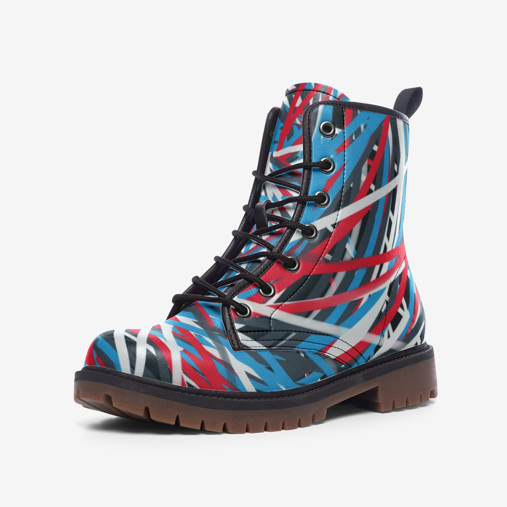 Colorful Thin Lines Art Casual Leather Lightweight boots MT by The Photo Access