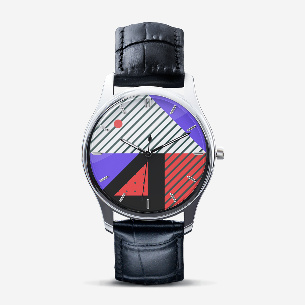 Neo Memphis Patches Stickers Classic Fashion Unisex Print Silver Quartz Watch Dial by The Photo Access