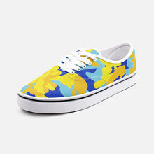 Загрузить изображение в средство просмотра галереи, Yellow Blue Neon Camouflage Unisex Canvas Shoes Fashion Low Cut Loafer Sneakers by The Photo Access
