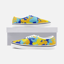 将图片加载到图库查看器，Yellow Blue Neon Camouflage Unisex Canvas Shoes Fashion Low Cut Loafer Sneakers by The Photo Access
