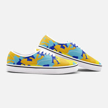 Load image into Gallery viewer, Yellow Blue Neon Camouflage Unisex Canvas Shoes Fashion Low Cut Loafer Sneakers by The Photo Access
