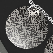 गैलरी व्यूवर में इमेज लोड करें, Hand Drawn Labyrinth Triple Silver Disk Pendant Necklaces by The Photo Access
