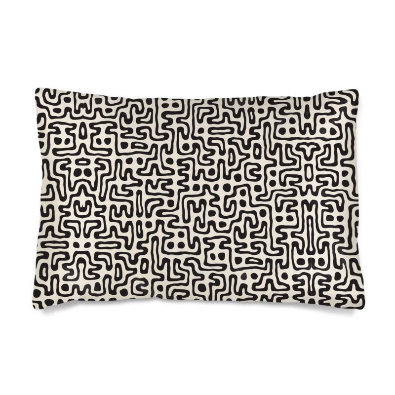 Hand Drawn Labyrinth Silk Pillow Case by The Photo Access