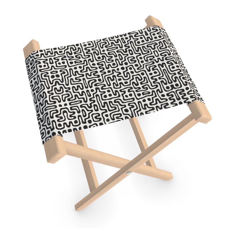 Hand Drawn Labyrinth Folding Stool Chair by The Photo Access