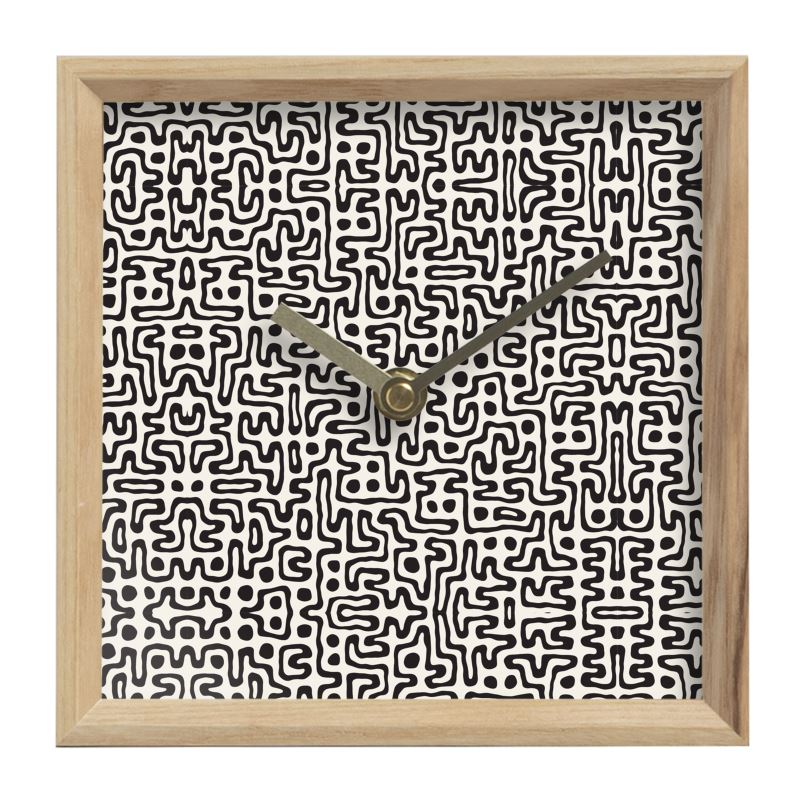Hand Drawn Labyrinth Mantle Square Clock by The Photo Access