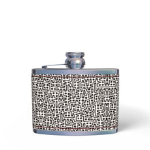 Load image into Gallery viewer, Hand Drawn Labyrinth Leather Wrapped Hip Flask by The Photo Access
