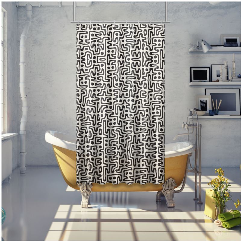 Hand Drawn Labyrinth Shower Curtain by The Photo Access