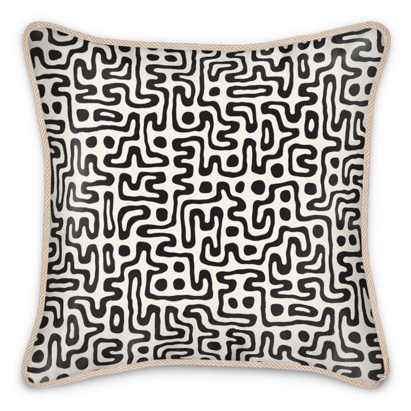 Hand Drawn Labyrinth Silk Pillows by The Photo Access