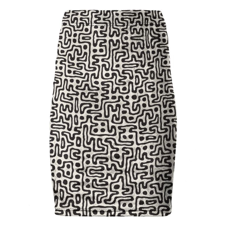 Hand Drawn Labyrinth Pencil Skirt by The Photo Access