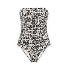 Load image into Gallery viewer, Hand Drawn Labyrinth Strapless Swimsuit by The Photo Access
