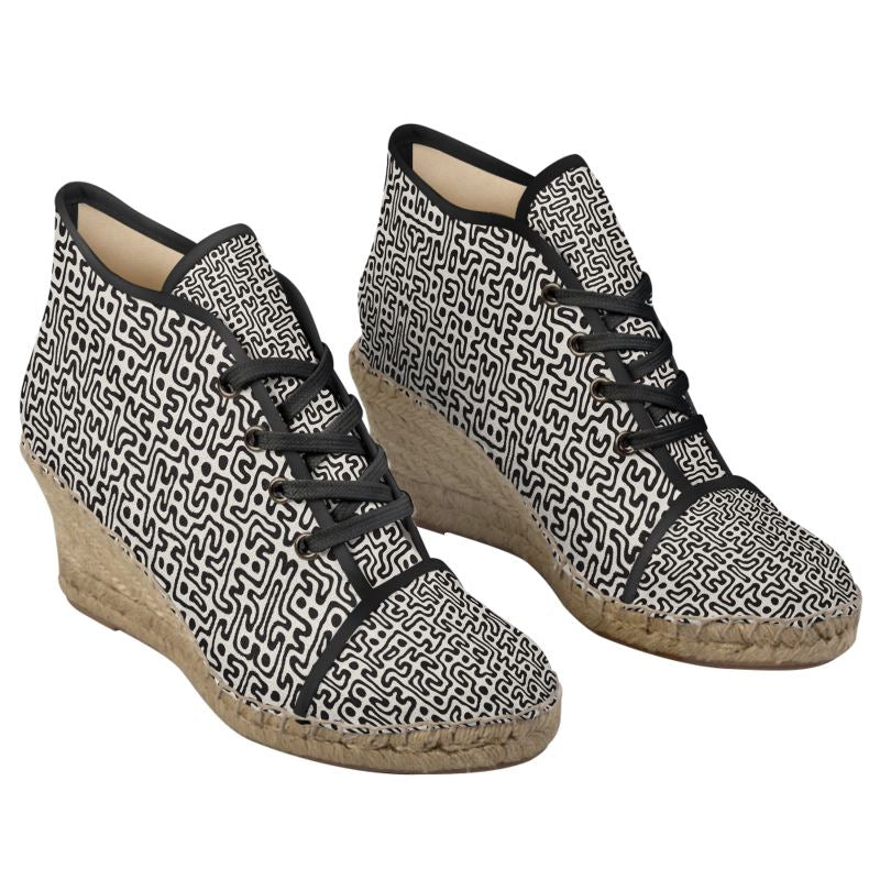 Hand Drawn Labyrinth Ladies Wedge Espadrilles by The Photo Access