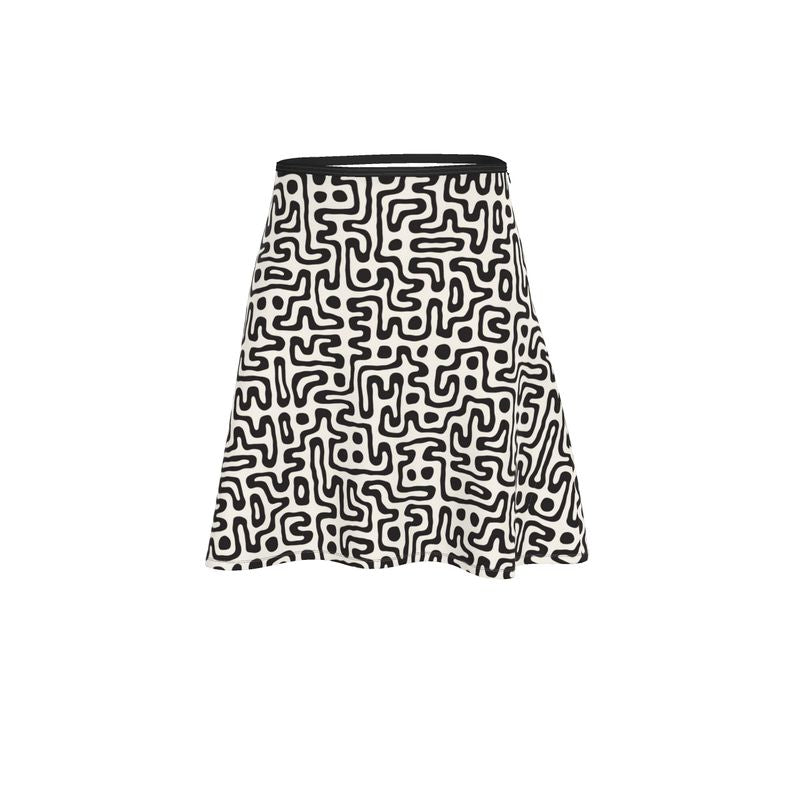 Hand Drawn Labyrinth Flared Skirt by The Photo Access