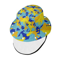 Load image into Gallery viewer, Yellow Blue Neon Camouflage Bucket Hat with Visor by The Photo Access
