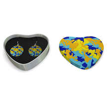 Cargar imagen en el visor de la galería, Yellow Blue Neon Camouflage Sterling Silver Earrings by The Photo Access
