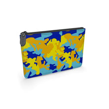 Lade das Bild in den Galerie-Viewer, Yellow Blue Neon Camouflage Leather Pouch by The Photo Access
