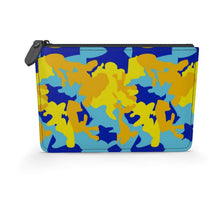 Load image into Gallery viewer, Yellow Blue Neon Camouflage Leather Pouch by The Photo Access
