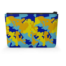 Lade das Bild in den Galerie-Viewer, Yellow Blue Neon Camouflage Leather Pouch by The Photo Access
