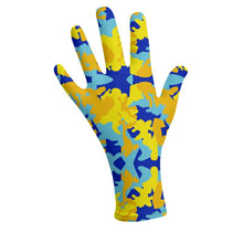 将图片加载到图库查看器，Yellow Blue Neon Camouflage Lycra Gloves by The Photo Access
