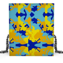 Cargar imagen en el visor de la galería, Yellow Blue Neon Camouflage Oana Evening Bag by The Photo Access
