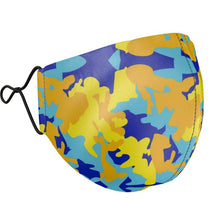 Cargar imagen en el visor de la galería, Yellow Blue Neon Camouflage Silk Face Masks by The Photo Access
