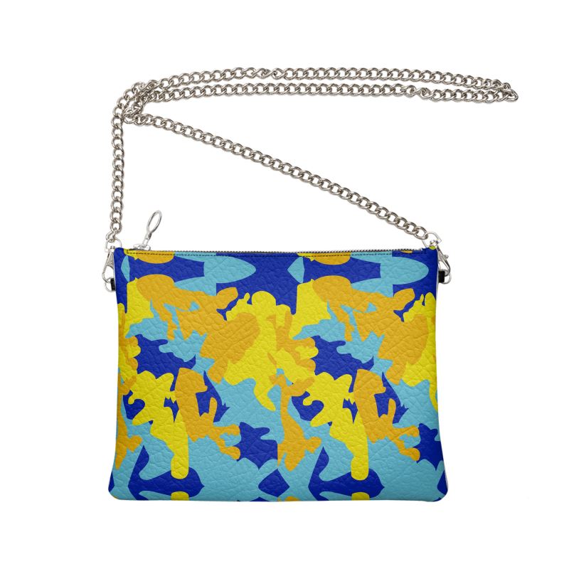 Yellow Blue Neon Camouflage Crossbody Bag With Chain by The Photo Access