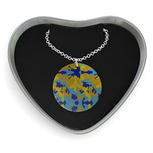 Cargar imagen en el visor de la galería, Yellow Blue Neon Camouflage Sterling Silver Necklace by The Photo Access
